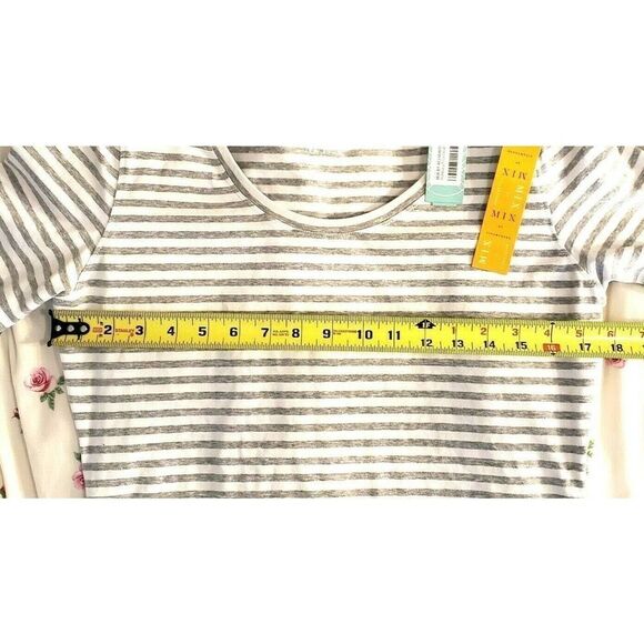 Mix 41 Hawthorne Gray White Striped Shirt Top - Picture 8 of 11